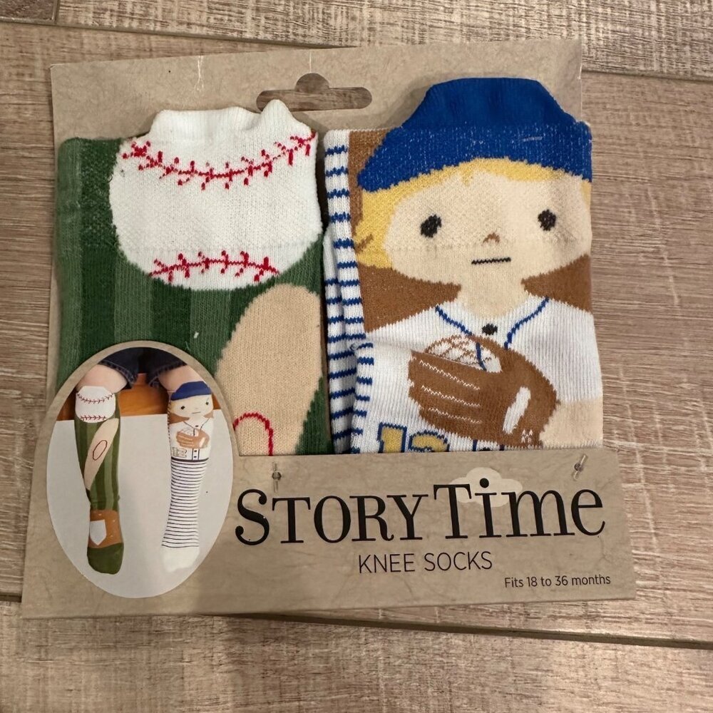 STORY TIME KNEE SOCKS BASEBALL 18-36 MONTHS